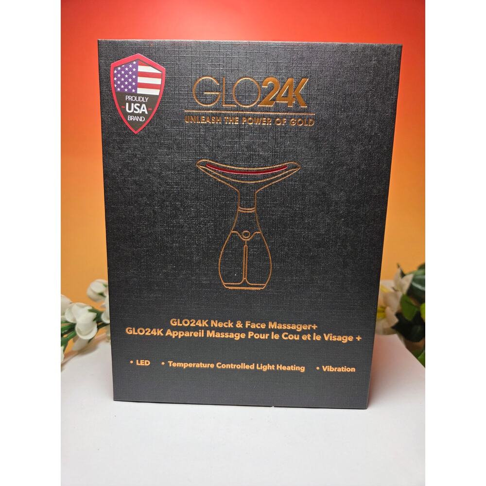 GLO24K UNLEASH THE POWER OF GOLD NECK AND FACE MASSAGER NEW OPEN BOX